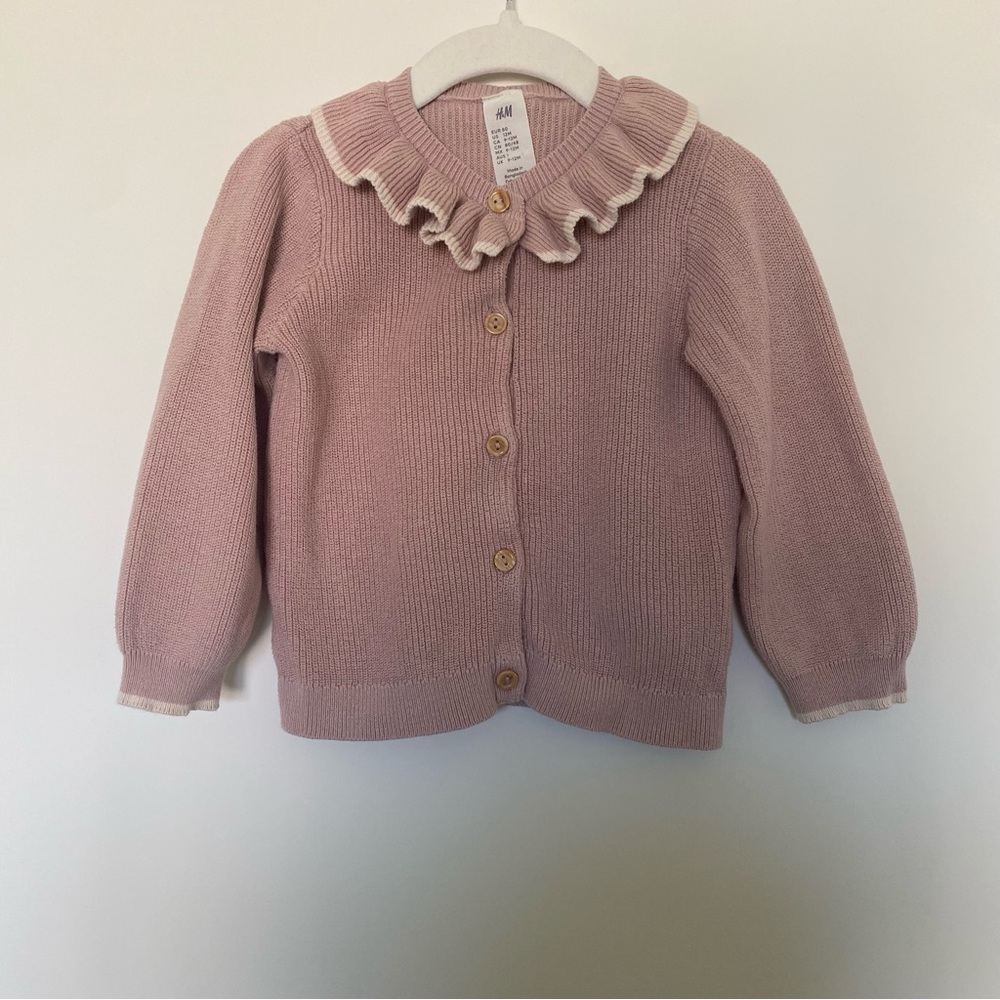 H&M Baby Pink Ruffle Collar Cardigan